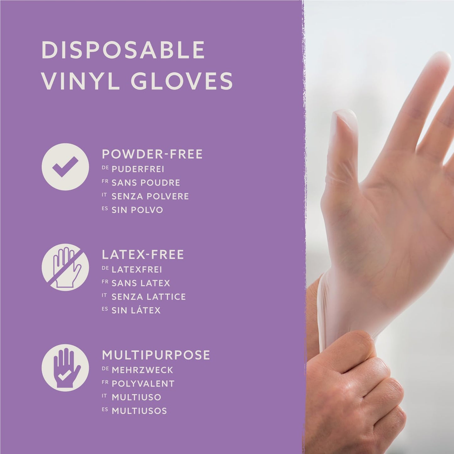 by Amazon Guantes Desechables de Vinilo, sin Polvo, sin Látex, Talla S, Paquete de 100, Transparentes