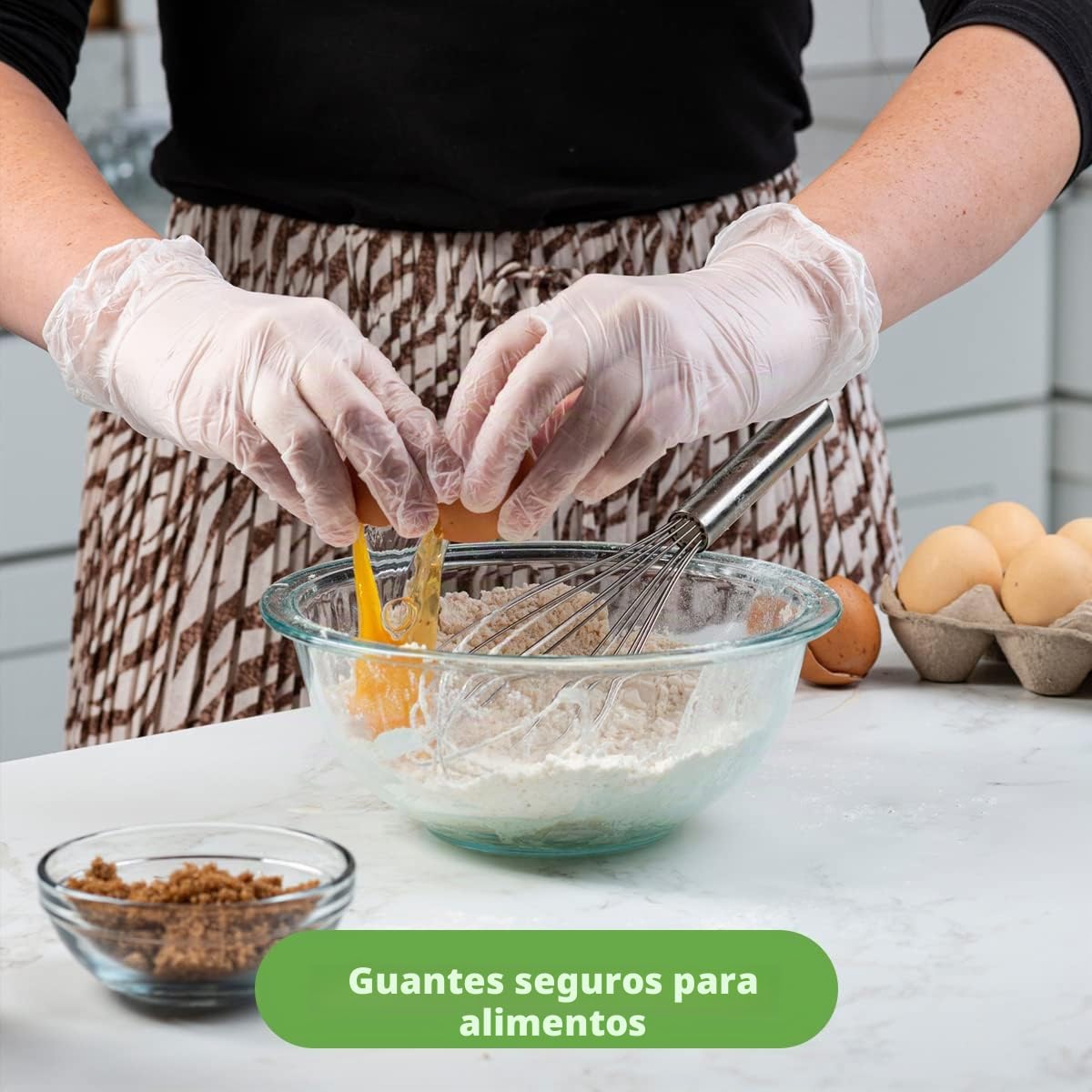 Comfy Package [100 unidades Guantes desechables de vinilo, sin polvo, sin látex, guantes transparentes para cocinar y limpiar - Talla mediana.