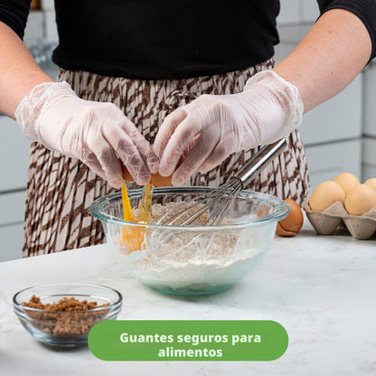 Comfy Package [100 unidades Guantes desechables de vinilo, sin polvo, sin látex, guantes transparentes para cocinar y limpiar - Talla mediana.