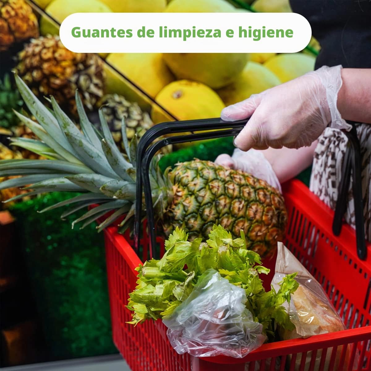 Comfy Package [100 unidades Guantes desechables de vinilo, sin polvo, sin látex, guantes transparentes para cocinar y limpiar - Talla mediana.